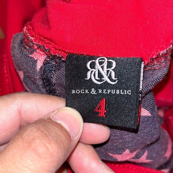 Rock & Republic Womens Red Skinny Jeans With Zipper Pockets Size 4 - Picture 8 of 12